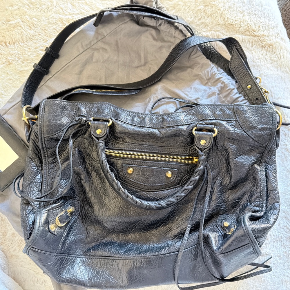 Balenciaga city medium lamb leather Black Leather Women's Bag